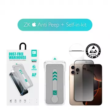 Захисне скло ZK для iPhone 16 Pro Max 2.5D Anti Peep [Self-in kit]