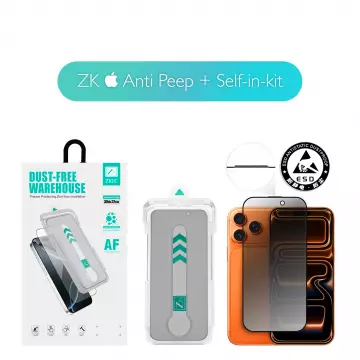 Захисне скло ZK для iPhone 17 Pro Max 2.5D Anti Peep [Self-in kit]