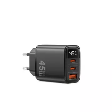 Адаптер WIWU [Wi-G011] Firefly GaN Fast Charger with Digital Display USB+2xUSB-C 45W