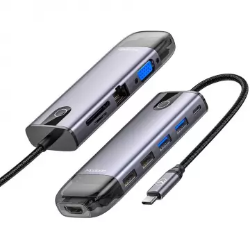 Адаптер Mcdodo [HU-7420] 10in1 USB-C to 2xUSB3.0+2xUSB2.0+VGA+HDMI+RJ45+SD/MicroSD+PD 100W