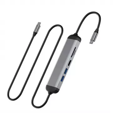 Хаб WIWU [521H] Alpha 5in1 USB-C to 2xUSB3.0+HDMI+SD/MicroSD