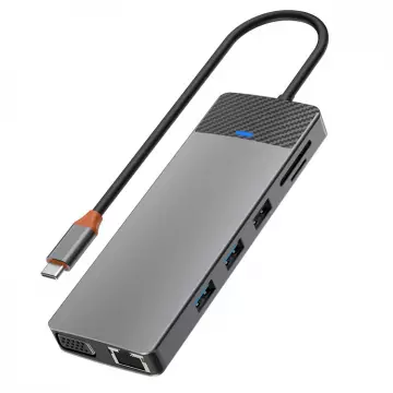 Хаб WIWU [A12HV] Linker 12in1 USB-C to USB-C+2xUSB2.0+2xUSB3.0+SD/MicroSD+VGA+2xHDMI+RJ45+PD 100W