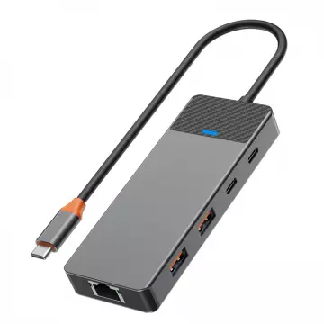 Хаб WIWU [A923RPT] Linker 9in1 USB-C to USB-C+2xUSB2.0+2xUSB3.1+SD/MicroSD+RJ45+PD 100W
