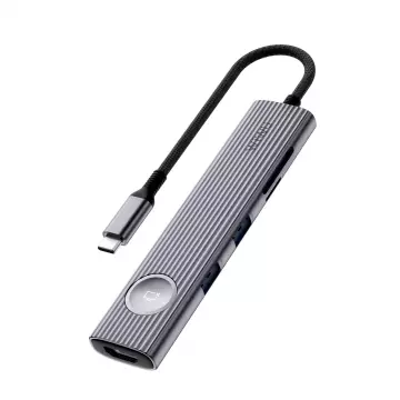 Адаптер WIWU [Wi-HB001] Docking Station 8in1 USB-C to 2xUSB3.0+2xUSB-C+HDMI+SD/MicroSD+PD 100W