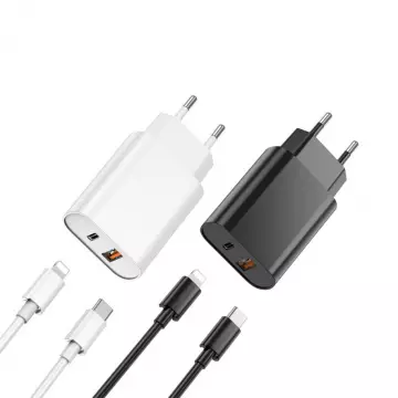 Адаптер WIWU [Wi-U002] Quick Fast Charger USB-C+USB 20W [with cable Lightning]