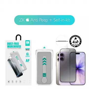 Захисне скло ZK для iPhone 16 Pro/17 2.5D Anti Peep [Self-in kit]