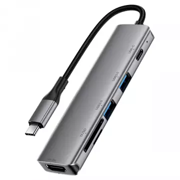 Адаптер ACEFAST [J18] Docking Station 6in1 USB-C to USB-С+2xUSB3.0+SD/MicroSD+HDTV