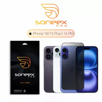 Захисне скло Soneex Pro для iPhone 14 Pro Max/15 Plus/16 Plus 2.5D Anti Peep